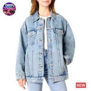 Oversized Trucker Jacket Heavyweight Rigid Denim Classic Retro Y2K Chic